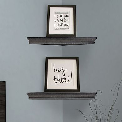 American Art Décor Rustic Wood Floating Indented Corner Shelves 2-pc. Set