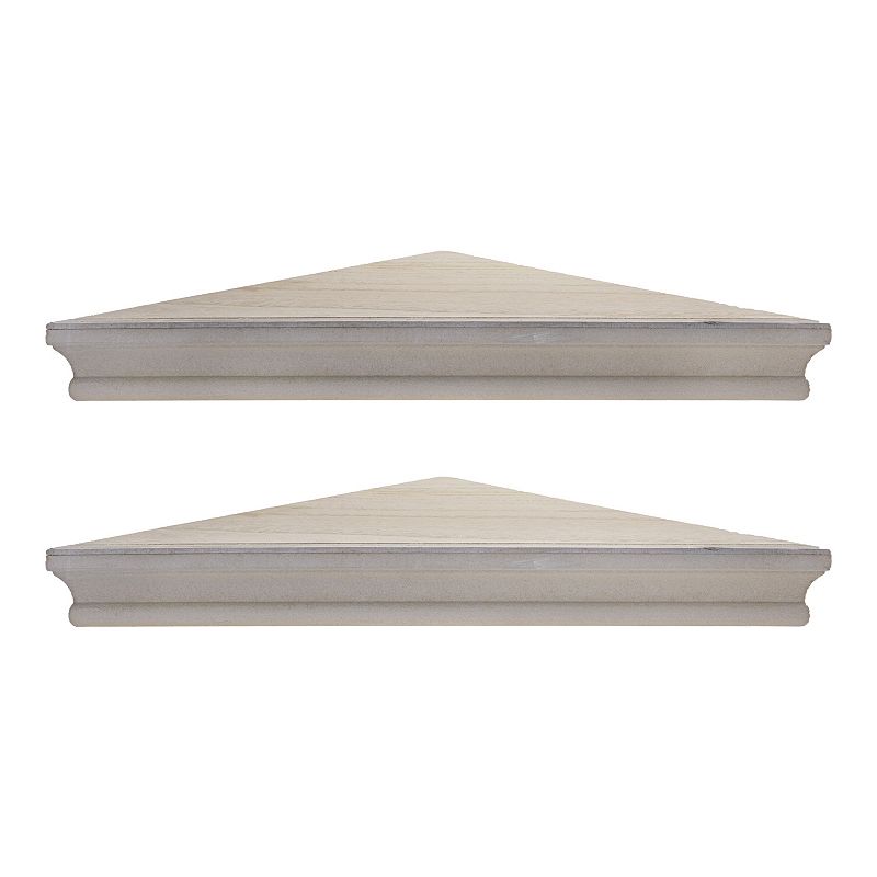 Rustic Wood Floating Corner Shelves (Set of 2) - Grey