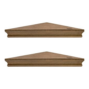 American Art Décor Rustic Wood Floating Indented Corner Shelves 2 pc Set