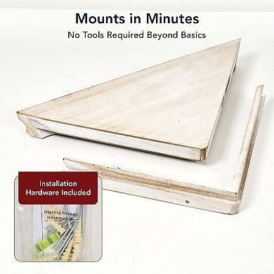 American Art Décor Whitewash Floating Corner Wall Shelf 3-piece Set