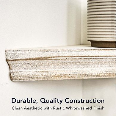 American Art Décor Whitewash Floating Corner Wall Shelf 3-piece Set