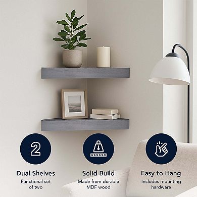 American Art Décor Rustic Wood Floating Corner Shelves 2-pc. Set