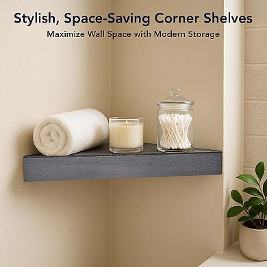 American Art Décor Rustic Wood Floating Corner Shelves 2-pc. Set