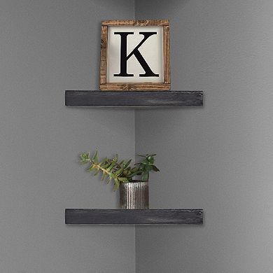American Art Décor Rustic Wood Floating Corner Shelves 2-pc. Set