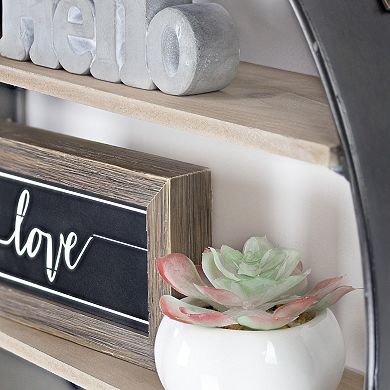 American Art Décor Concepts Metal and Wood Round Hanging Wall Shelf