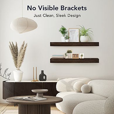 American Art Décor Rustic Wood Floating Wall Shelf