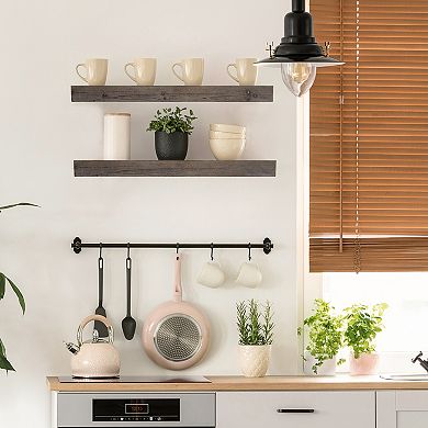 American Art Décor Rustic Wood Floating Wall Shelf