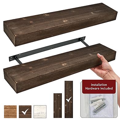 American Art Décor Rustic Wood Floating Wall Shelf