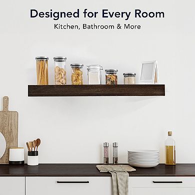 American Art Décor Rustic Wood Floating Wall Shelf