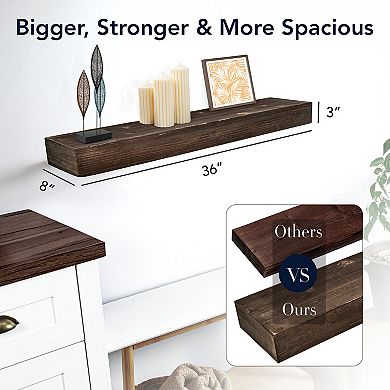American Art Décor Rustic Wood Floating Wall Shelf