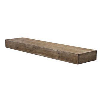 American Art Décor Large Walnut Brown Rustic Wood Floating Wall Shelf