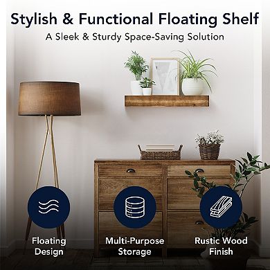 American Art Décor Concepts Rustic Wood Floating Wall Shelf