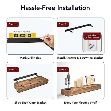American Art Décor Concepts Rustic Wood Floating Wall Shelf