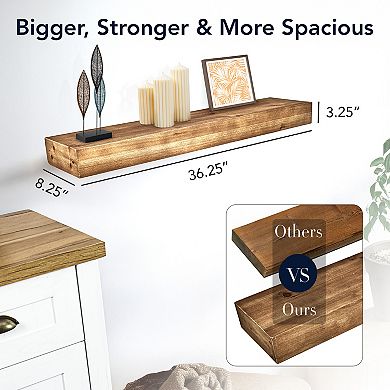American Art Décor Concepts Rustic Wood Floating Wall Shelf
