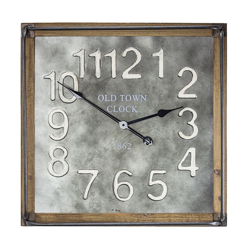 E2 Concepts Old Town Clock 1862 Oversized Hang Clock, Brown