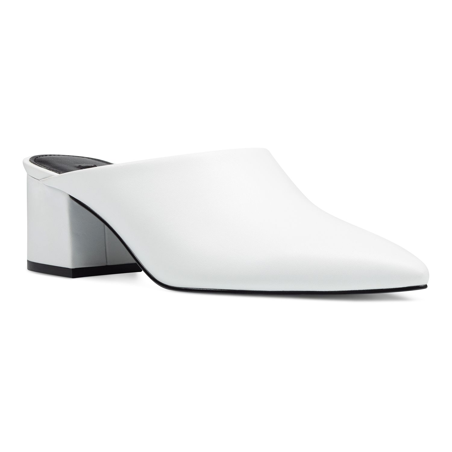 women's white leather mules