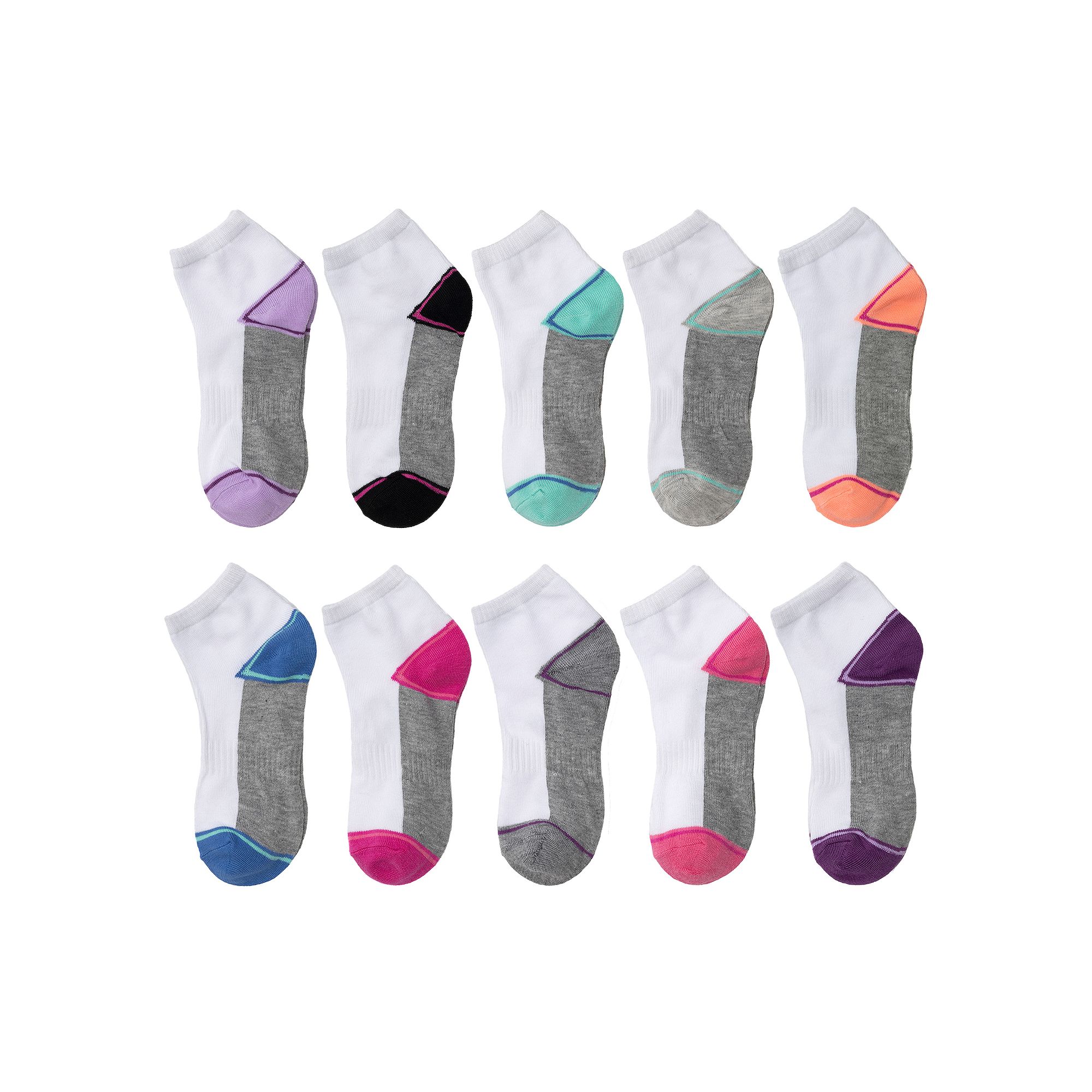 Girls SO® 10-pack Arch Support Ankle Socks, Girls, Size: Small, Multi