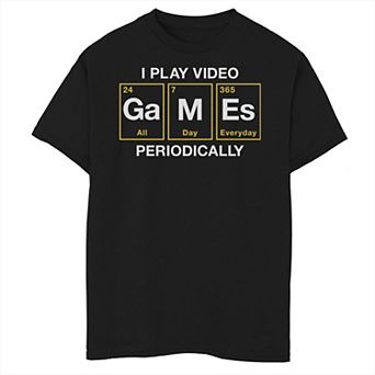 Boys 8-20 Play Video Games Periodically Science Humor Graphic Tee