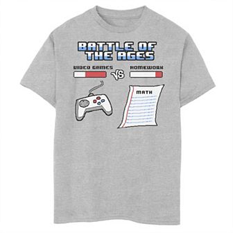 Boys 8-20 Battle of the Ages Games Vs Homework Graphic Tee