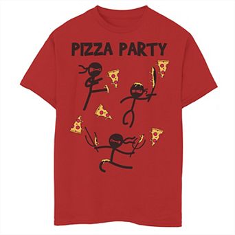 Boys 8-20 Pizza Party Ninjas Fighting Slices Graphic Tee