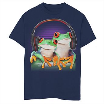 Boys 8-20 Twin Frogs Wearing Headphones Graphic Tee