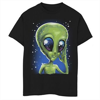 Boys 8-20 Cute Alien Face In Space Graphic Tee