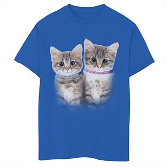 Boys 8-20 Cute Kittens Blue And Pink Collars Graphic Tee