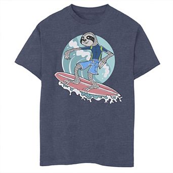 Boys 8-20 Sloth Surfer Cartoon Graphic Tee