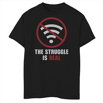 Boys 8-20 Struggle Is Real No Wifi Graphic Tee