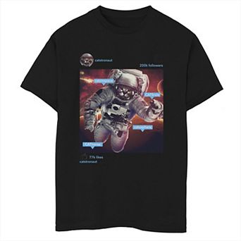 Boys 8-20 Cat Astronaut Likes Graphic Tee