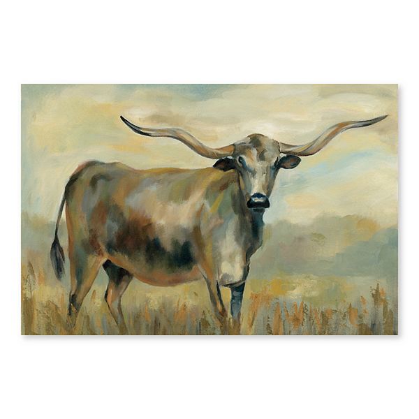 Artissimo Designs Longhorn Cow Canvas Wall Art