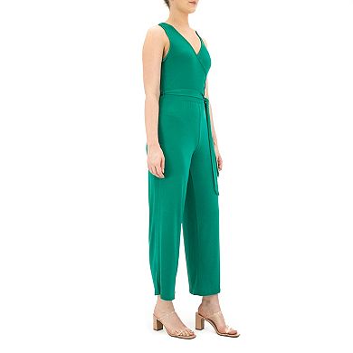 Women's Nina Leonard Surplice Wide-Leg Jumpsuit