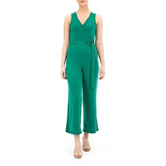 Women's Nina Leonard Surplice Wide-Leg Jumpsuit
