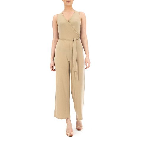 Женские комбинезоны Nina Leonard Women's Nina Leonard Surplice Wide-Leg Jumpsuit