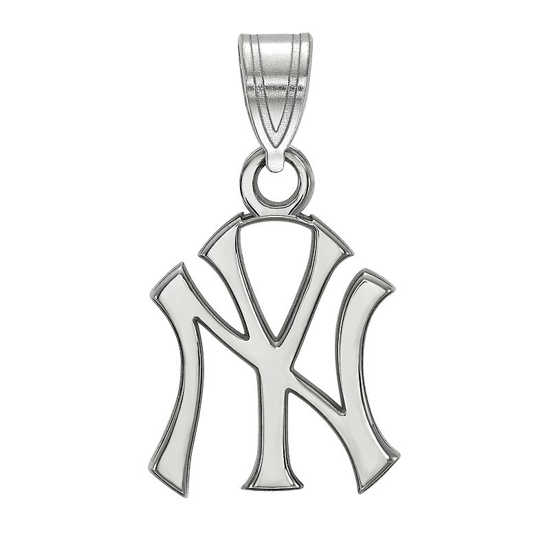 LogoArt 14K Gold New York Yankees Pendant, Womens, Size: 18 mm, Silver