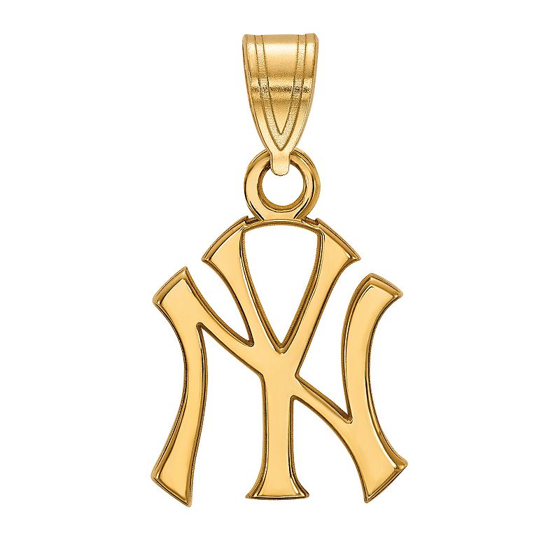 LogoArt Sterling Silver New York Yankees Pendant, Womens, Size: 18 mm, Gol