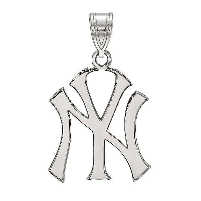 LogoArt 10k White Gold New York Yankees Large Pendant, Womens, Size: 25 mm