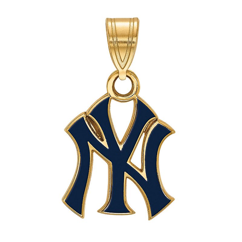 LogoArt 14k Gold Plated Enamel New York Yankees Pendant, Womens, Size: 18 