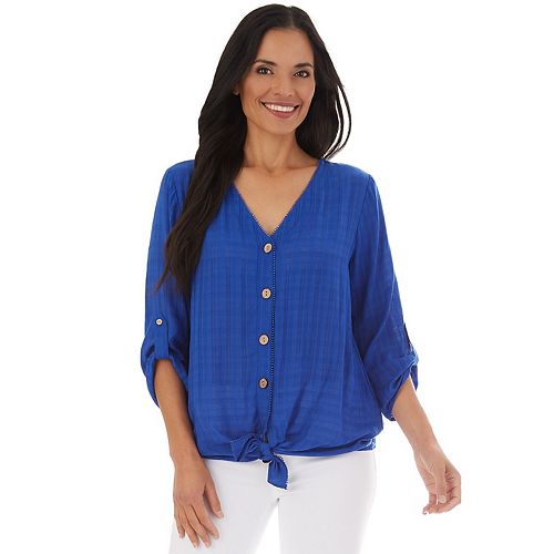 Women's Apt. 9® Button-Front Knot-Hem Top