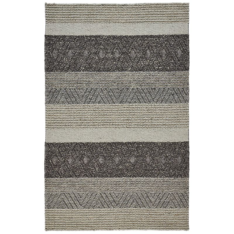 Weave & Wander Genet Stripe Rug, Beig/Green, 5X8 Ft