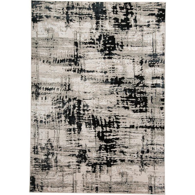 Weave & Wander Orin Distressed Design Rug, Black, 5X8 Ft