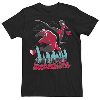 Disney / Pixar's Incredibles Men's Couple Heart Valentine Tee