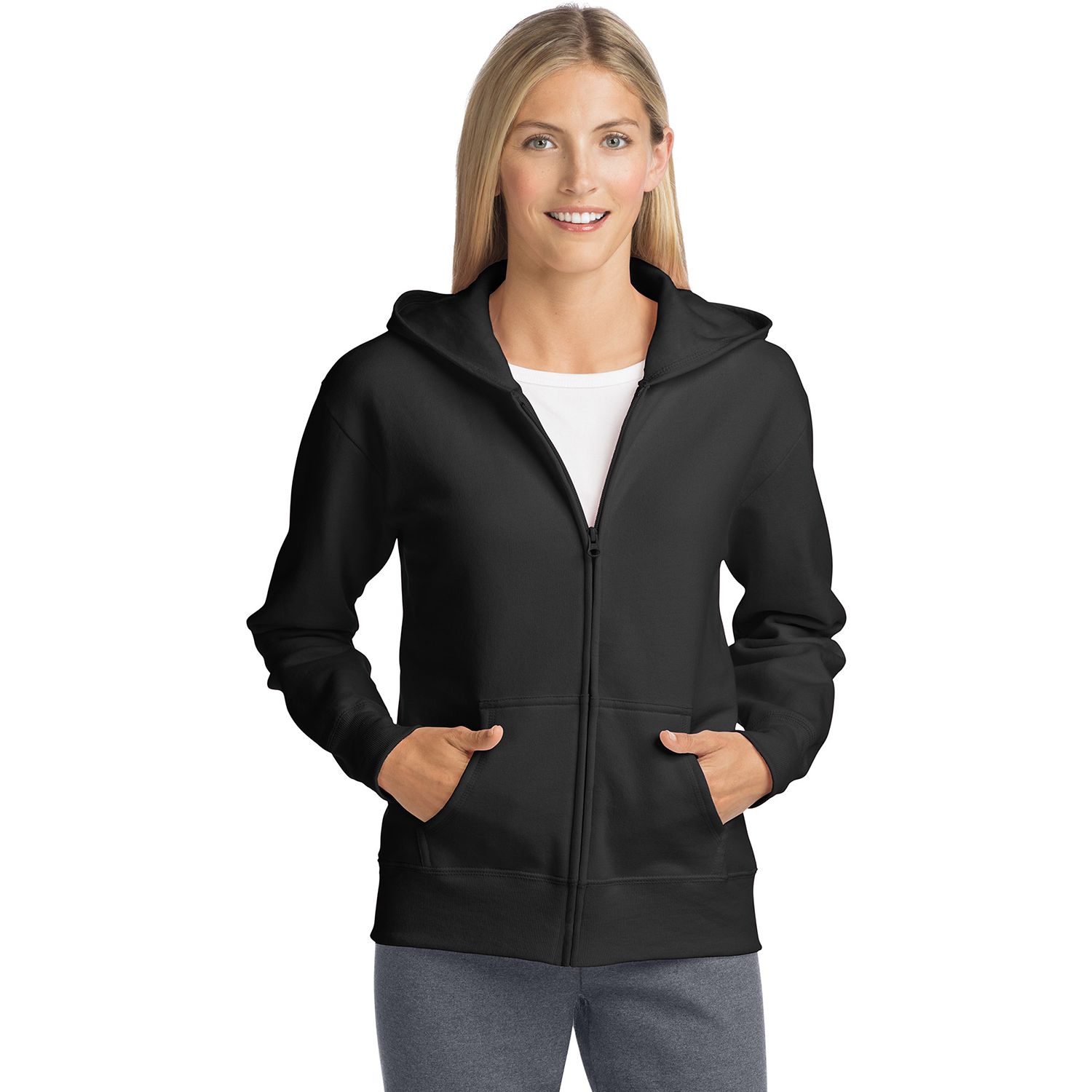 hanes hooded zip sweatshirt