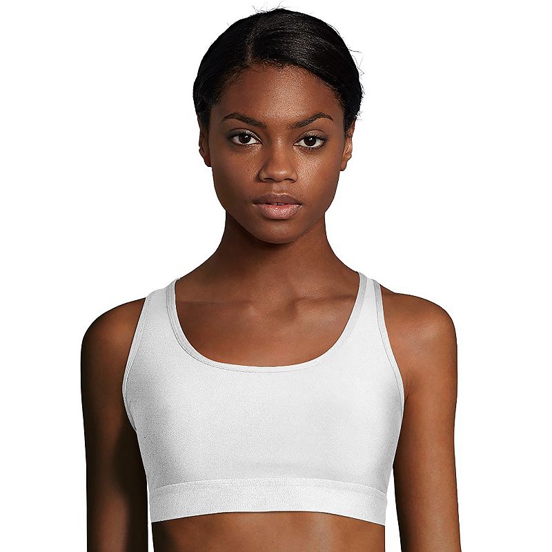 Hanes® Solid Absolute Racerback Compression Sports Bra O9178, Women's, Size: Small, White