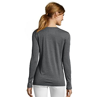 Women's Hanes® Cool Dri Long-Sleeve Performance V-Neck Tee