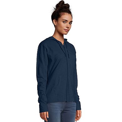 Women's Hanes® Slub Jersey Full Zip Hooded Sweatshirt