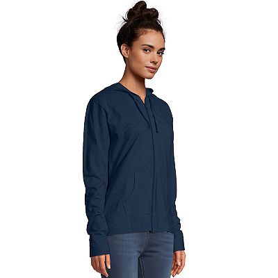 Women s Hanes Slub Jersey Full Zip Hooded Sweatshirt