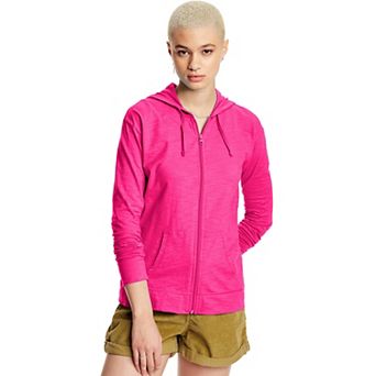 Women's Hanes® Slub Jersey Full Zip Hooded Sweatshirt
