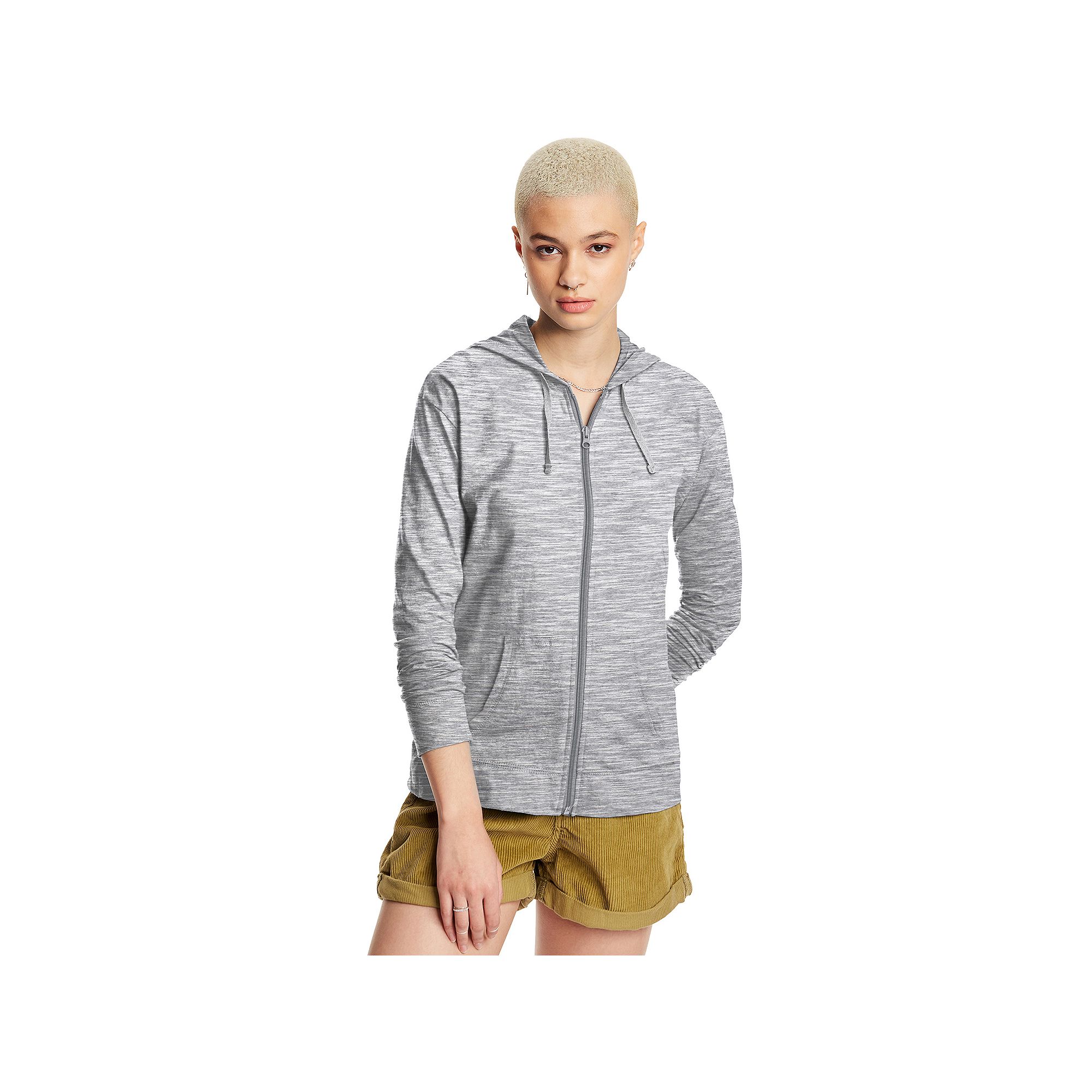 Womens Hanes® Slub Jersey Full Zip Hooded Sweatshirt, Size: Small, Dada G