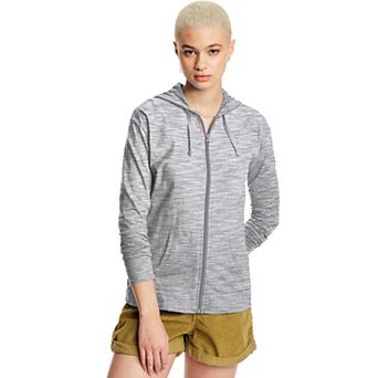 Women's Hanes® Slub Jersey Full Zip Hooded Sweatshirt
